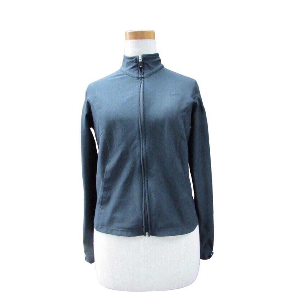 Nike Dri Fit women's size M 8-10 medium full zip jacket jogging running yoga blk